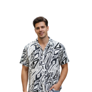 Men’s Printed Shirt – Trendy Short Sleeve Casual Shirt