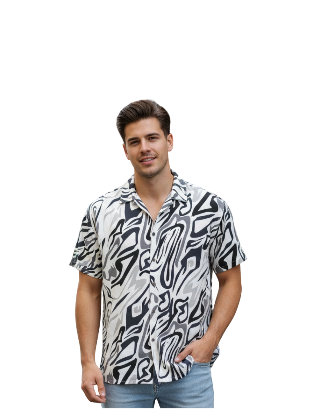 Men’s Printed Shirt – Trendy Short Sleeve Casual Shirt